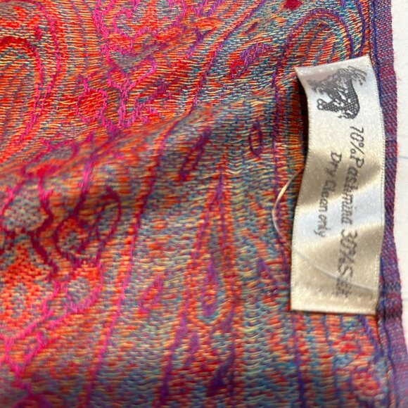 RAPTI Rainbow Paisley Jacquard Pashmina + Silk Blend Scarf | 72" x 13" NWT - Picture 4 of 4